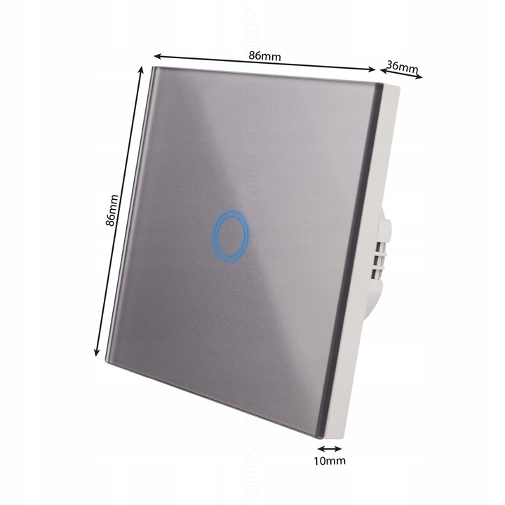 DOTYKOWY WŁĄCZNIK WYŁĄCZNIK ŚWIATŁA SZKLANY POJEDYNCZY SZKŁO SZARE LED