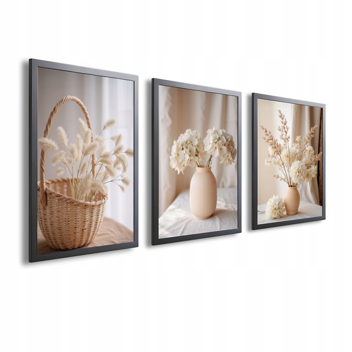 OBRAZY BOHO ZESTAW 3 PLAKATÓW W RAMIE DEKORACJE DO SALONU SYPIALNI