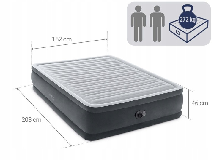Materac Dmuchany Dwuosobowy Łóżko z Pompką 230V Intex 64414ND MODEL 2024