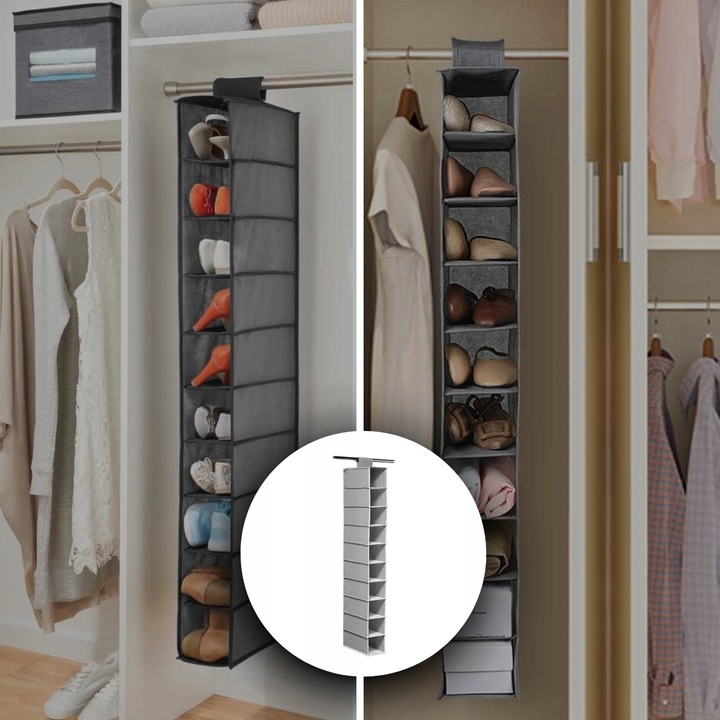 ORGANIZER WISZĄCY DO SZAFY WIESZAK 10 PÓŁEK REGAŁ