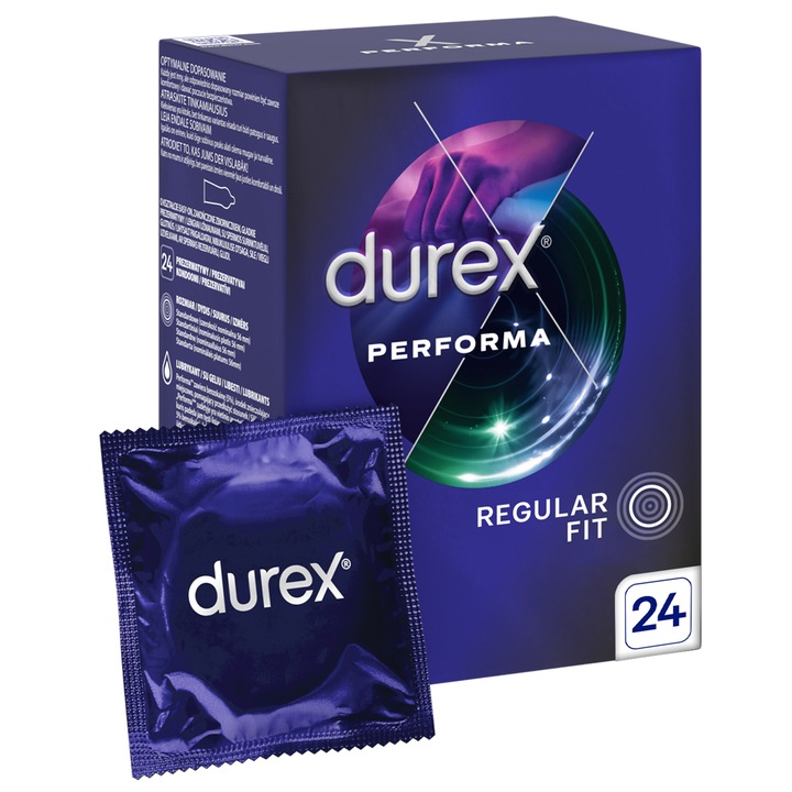Durex Performa Prezerwatywy PRZEDŁUŻAJĄCE STOSUNEK z Lubrykantem 24 sztuki