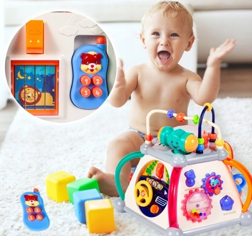 MULTIKOSTKA KOSTKA EDUKACYJNA INTERAKTYWNA DŹWIĘKI SENSORYCZNA DLA DZIECI