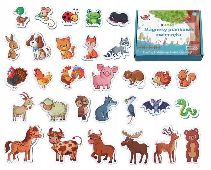 MAGNESY NA LODÓWKĘ DLA DZIECI ZESTAW EDUKACYJNY ZWIERZĘTA PREZENT 30