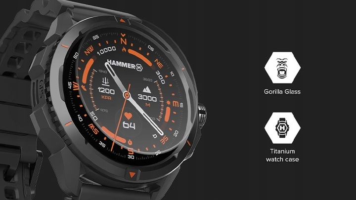 Wytrzymały Hammer Smartwatch 2 wodoodporny GPS SOS Duża bateria