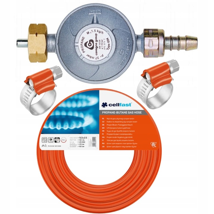 Kuchenka gazowa 3-palnikowa MPM + Reduktor z zabezpieczeniem + Wąż 2m