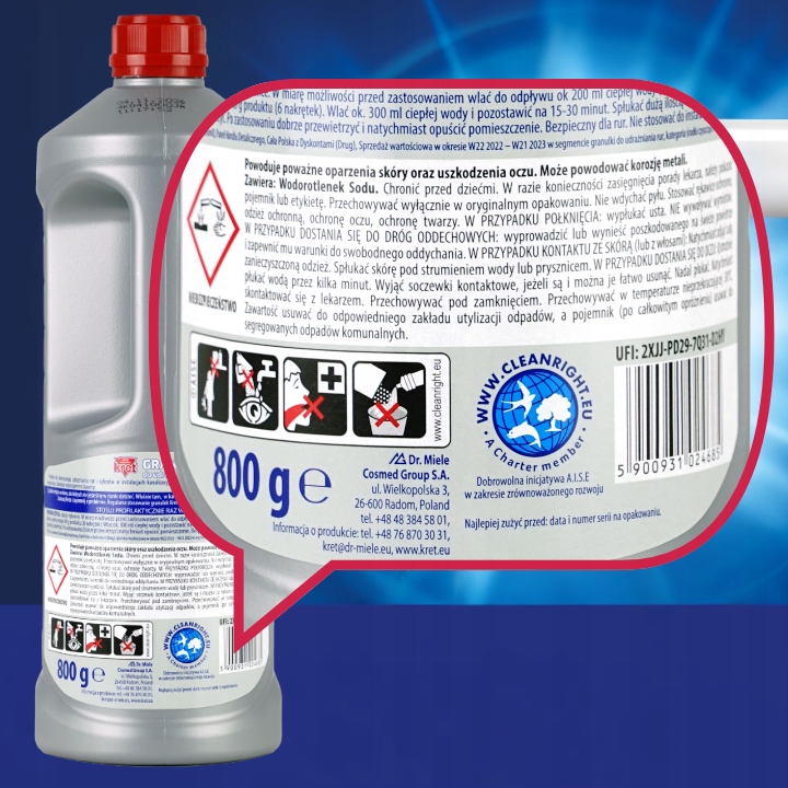 KRET Granulki do Udrożniania Rur Syfonów 3x800g