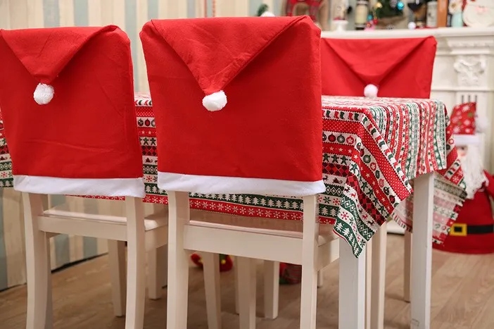 POKROWIEC NA KRZESŁO CZAPKA MIKOŁAJA POKROWCE NA KRZESŁA ŚWIĄTECZNE 6szt HQ