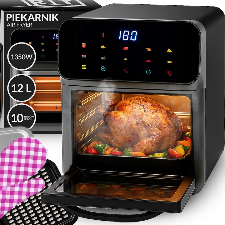 FRYTKOWNICA BEZTŁUSZCZOWA AIR FRYER 8,5L PIEKARNIK 1350W 10 TRYBÓW