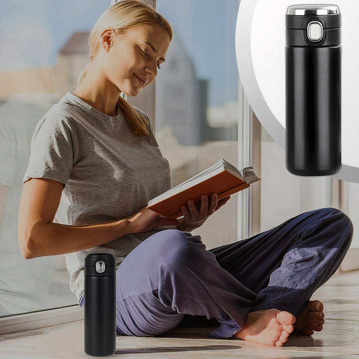 KUBEK TERMICZNY TERMOS Z USTNIKIEM NA KAWĘ HERBATĘ DO SAMOCHODU 420 ML LED