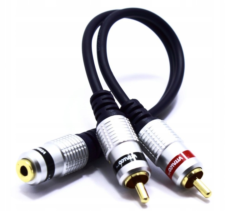 ADAPTER PRZEJŚCIÓWKA AUX GNIAZDO JACK 3,5 STEREO 2X WTYK RCA CINCH
