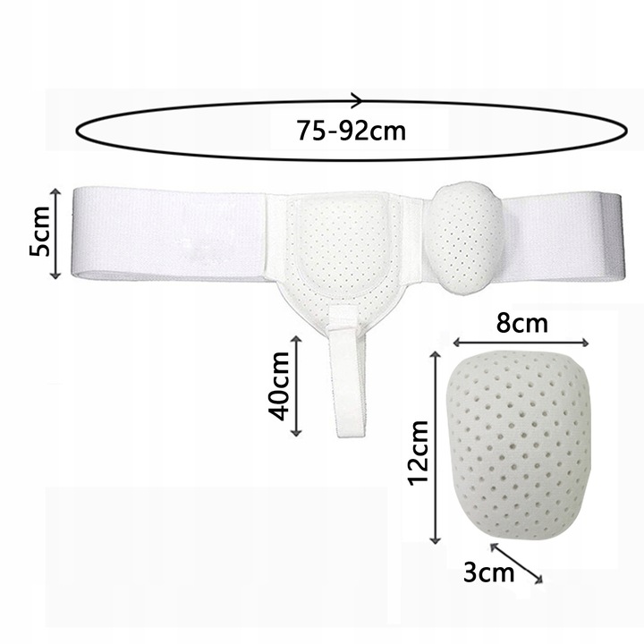 MEDYCZNY PAS PRZEPUKLINOWY PACHWINOWY DO LEWA I PRAWA STRONY 75-92 cm BIAŁY