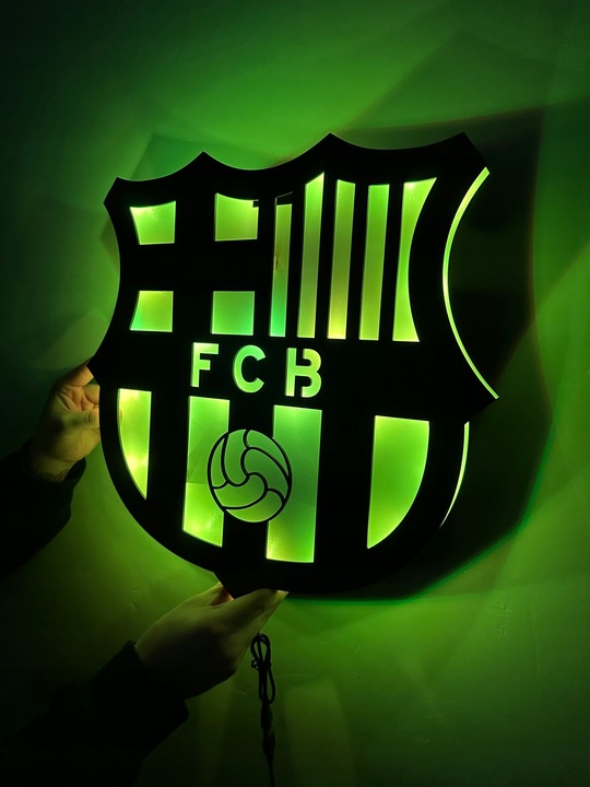 FC Barcelona Herb Lampka LED Piłka Nożna Prezent Lampka Nocna + GRATIS