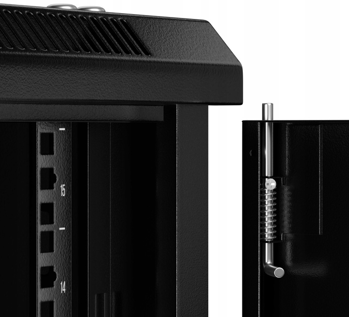 Szafa wisząca RACK 19" 15U, 450mm, Netrack F-Line, czarna, drzwi szklane