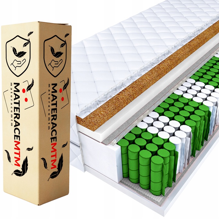 Materac kieszeniowy z kokosem CARL 90x200 H3/H4- KONIEC Z BÓLEM
