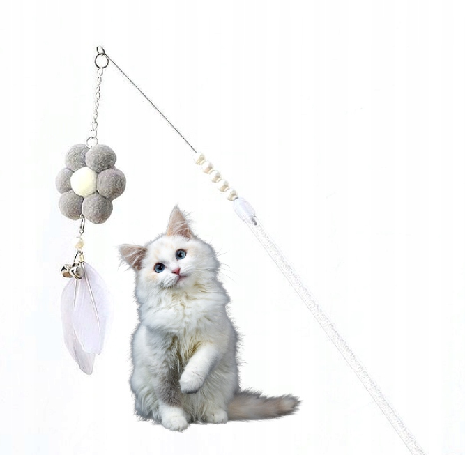 ZABAWKA DLA KOTA WĘDKA Z MASKOTKĄ 12 SZARA