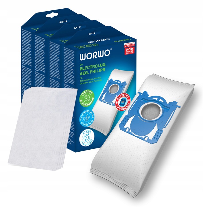 16x WORKI S-BAG WORWO DO ODKURZACZY ELECTROLUX PHILIPS AEG ELMB01 +