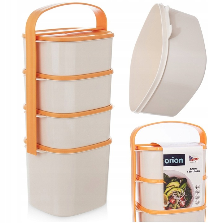 Menażka OBIADOWA 4-poziomowa piętrowa do przenoszenia żywności obiadów