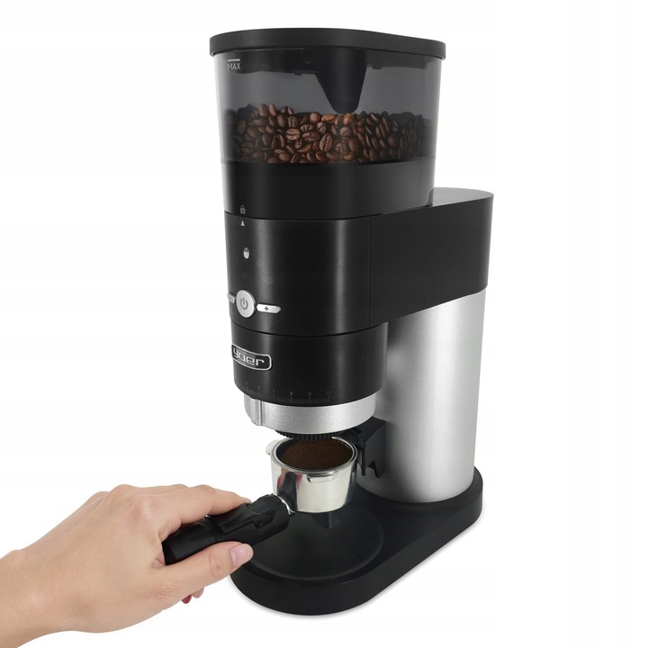 Żarnowy elektryczny młynek kawy Yoer 350W automatyczny +43 Poziomy