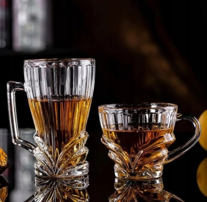 Komplet szklanek kryształowych do kawy LATTE herbaty z uchem VENUS 250 ml