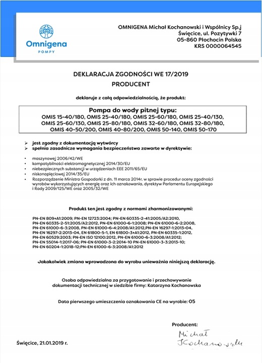 Pompa obiegowa Omnigena OMIS 25-40/180