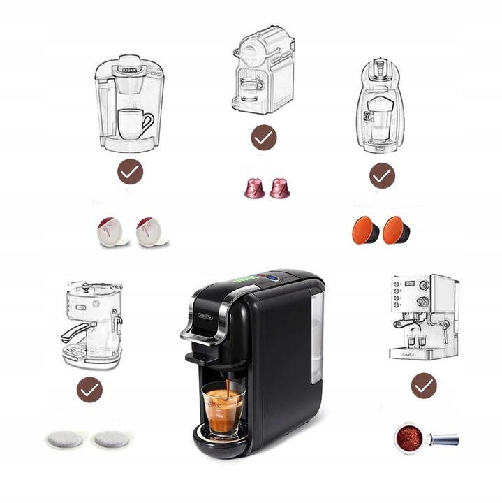 HiBREW H2B 5w1 Multi Capsule Ekspres do kawy 5w1 19Bar Wskaźnik LED