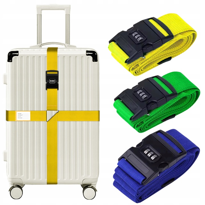 3x PAS ZABEZPIECZAJĄCY PODWÓJNY WALIZKI TORBY BAGAŻU PODRÓŻNY ZESTAW MIX2
