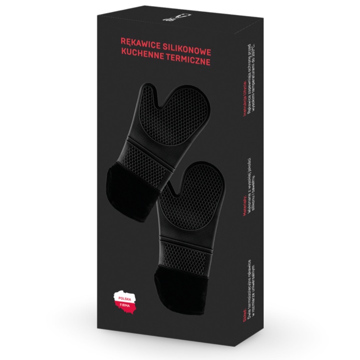 Rękawice KUCHENNE Silikonowe DO Piekarnika Kuchni ŻAROODPORNE 2szt Czarne