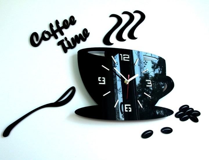 Kuchenny, zegar ścienny FILIŻANKA EFEKT 3D 12KOLORY - cichy, do kuchni