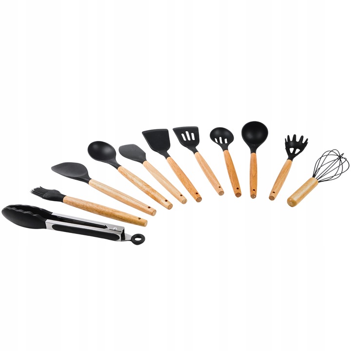 PRZYBORY KUCHENNE SILIKONOWE 12el czarne ZESTAW PRZYBORÓW KUCHENNYCH