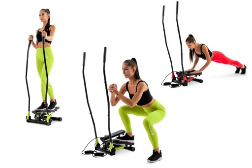 Stepper treningowy skrętny z ramionami nordic walking z linkami i regulacją