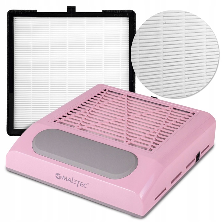 POCHŁANIACZ PYŁU DO PAZNOKCI BEZWORKOWY KASETOWY FILTR 80W RÓŻOWY