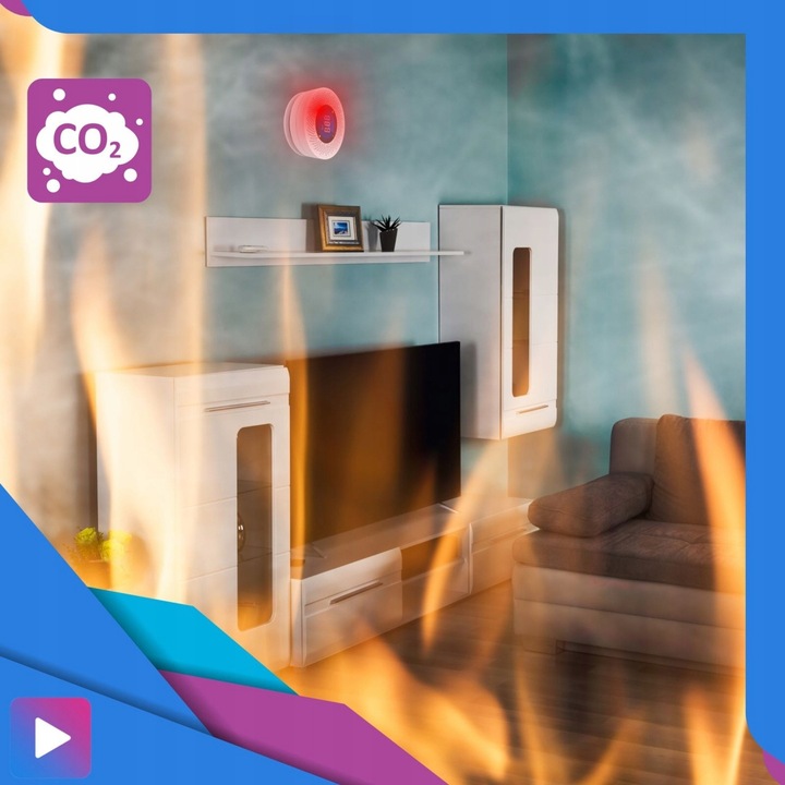 Czujnik Czadu Gazu Tlenku Węgla Z Wyświetlaczem LCD Czujka Sensor