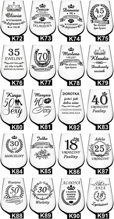 KIELISZEK do wina z grawerem na DZIEŃ KOBIET URODZINY kieliszek XXL