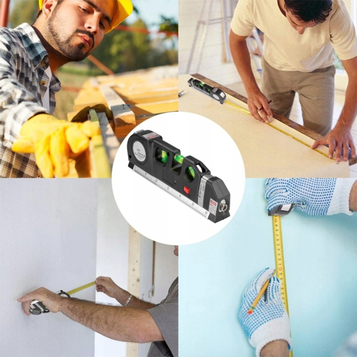 POZIOMICA LASEROWA Z MIARKĄ MIARĄ 250CM LASER KRZYŻOWY 3 LIBELKI