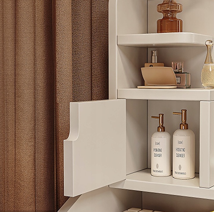 TOALETKA Z LUSTREM BIAŁA MAKIJAŻU GLAMOUR Z SZUFLADAMI SKANDYNAWSKA MODERN