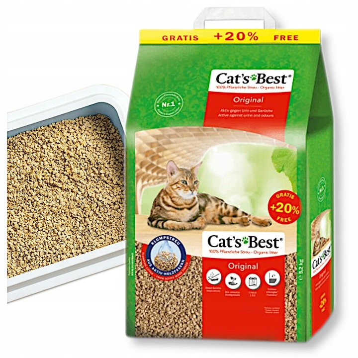Cats Best Oryginal Żwirek dla kota EKOLOGICZNY Drewniany Zbrylający 12L