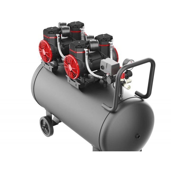 KOMPRESOR 100L CICHY BEZOLEJOWY 4 TŁOKI 2 POMPY SPREŻARKA 230V