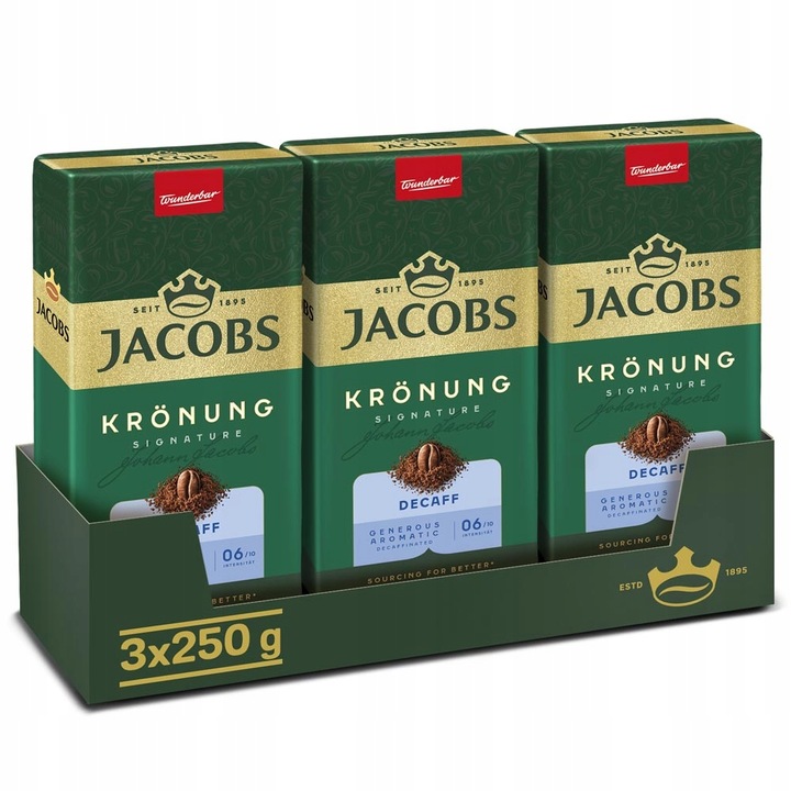 Kawa bezkofeinowa mielona Jacobs Kronung Decaff 3x 250g