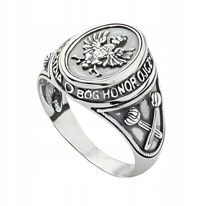 Sygnet Patriotyczny srebro pr. 925 BÓG HONOR OJCZYZNA Buławy | r. 18