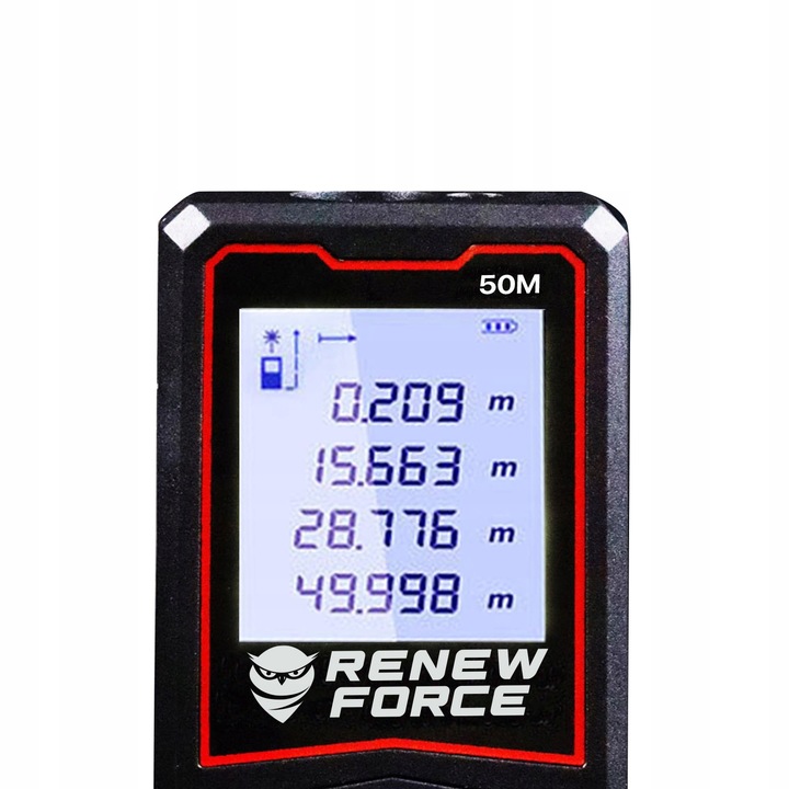 Dalmierz Laserowy MIERNIK ODLEGŁOŚCI Cyfrowy 50M Poziomica ORYGINALNY
