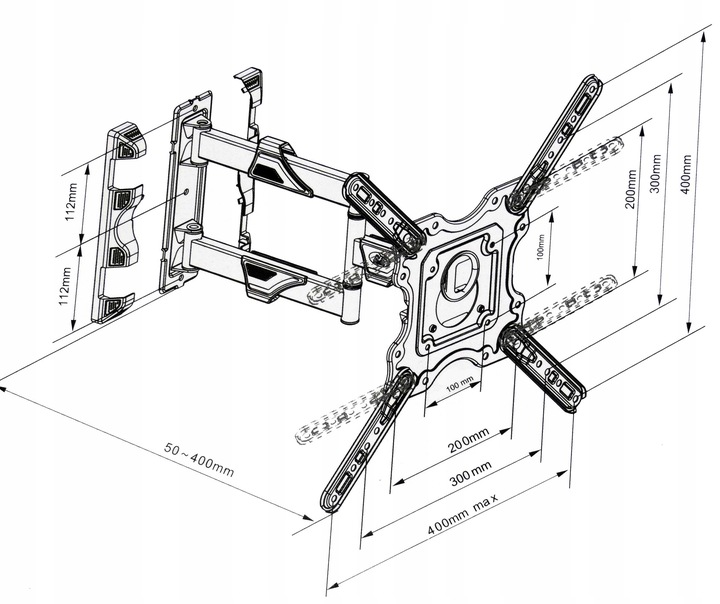 UCHWYT DO TELEWIZORA TV 32-55" WIESZAK REGULOWANY ŚCIENNY + CZĘŚCI