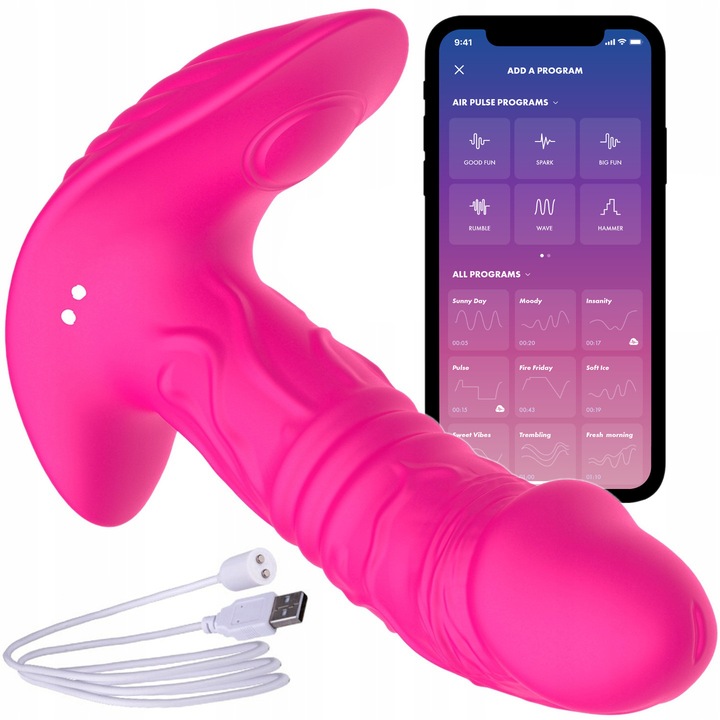 Posuwisty Wibrator Damski, Penis Motylek Pod Majtki, Dildo na Smartfon APP