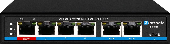 Switch POE 4xPOE 2xUplink 65W HI-POE APER