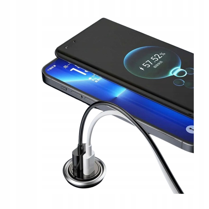 ŁADOWARKA SAMOCHODOWA USB C SZYBKA PD 48W MAŁA SAMOCHODOWA ZAPALNICZKA USB