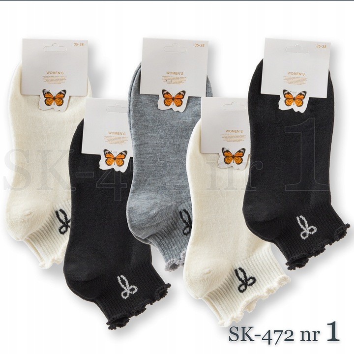 5x Skarpetki damskie BAWEŁNIANE WYGODNE SKARPETY falbanka JAKOŚĆ
