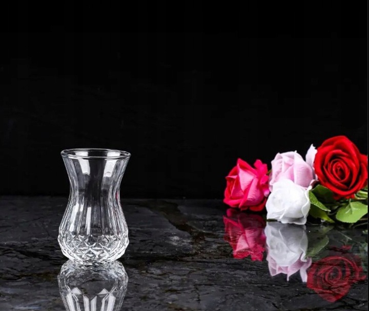 ZESTAW SZKLANEK DO TURECKIEJ HERBATY TULIPANKI Z PODSTAWKAMI 6+6 el. 165ML