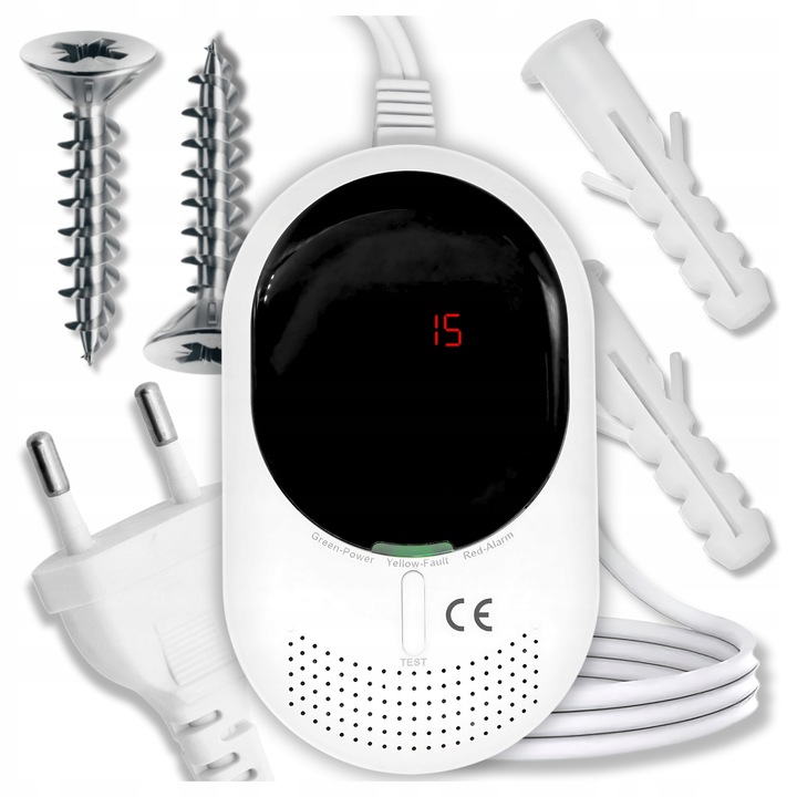 Czujnik Czadu Gazu Ziemnego Detektor Tlenku Węgla CERTYFIKOWANY 85dB LCD