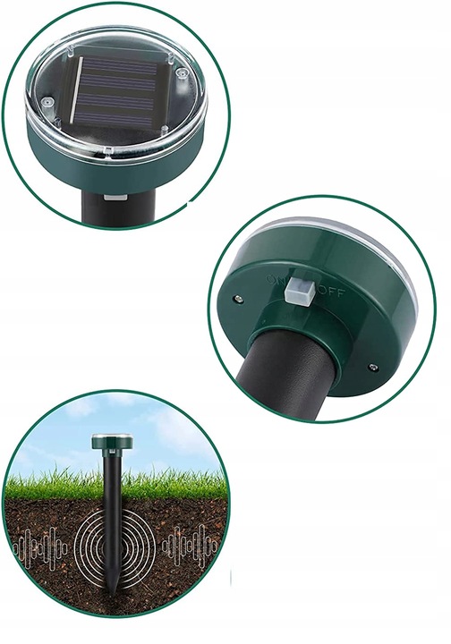 4x SILNY ODSTRASZACZ SOLARNY KRETÓW NORNIC GRYZONI NA KRETY NORNICE