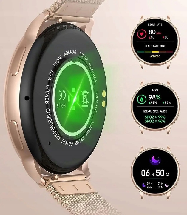 SMARTWATCH ZEGAREK DAMSKI POLSKIE MENU ROZMOWY WIADOMOŚCI 4 PASKI