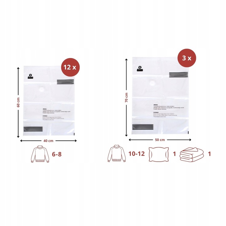 WORKI PRÓZNIOWE na ubrania pościel 15 sztuk WIELOKROTNEGO UŻYTKU +